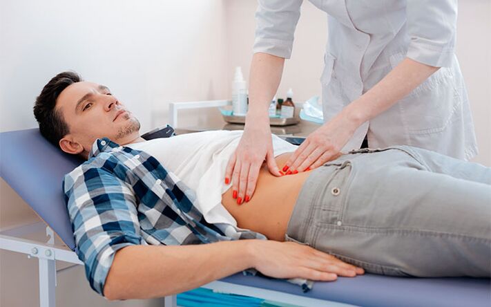 The patient on the doctor's examination